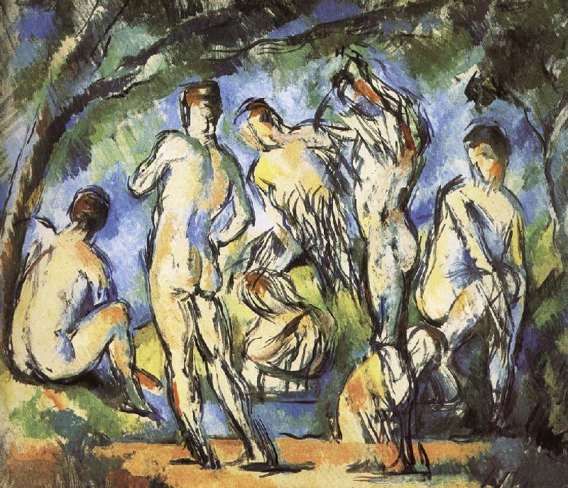 Paul Cezanne were seven men and Bath oil painting picture